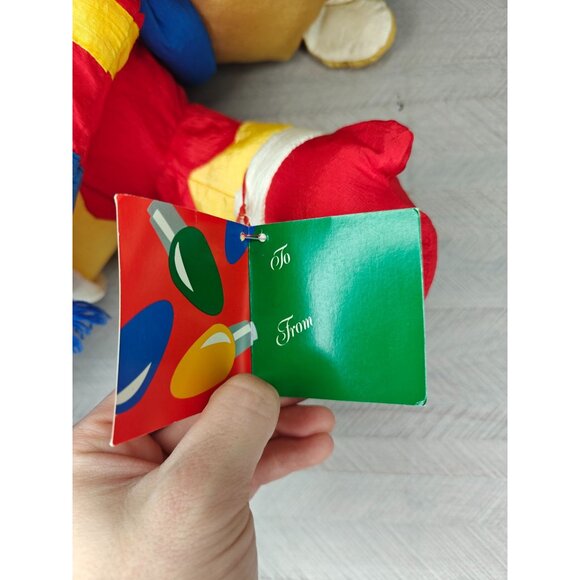 Vintage Christmas Reindeer Puffalump Nylon Plush With Bells 18" New With Tags - Picture 5 of 9